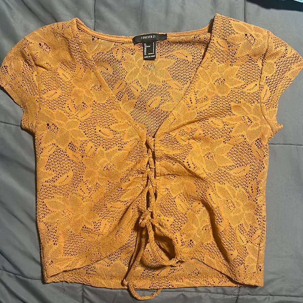 floral lace-up top